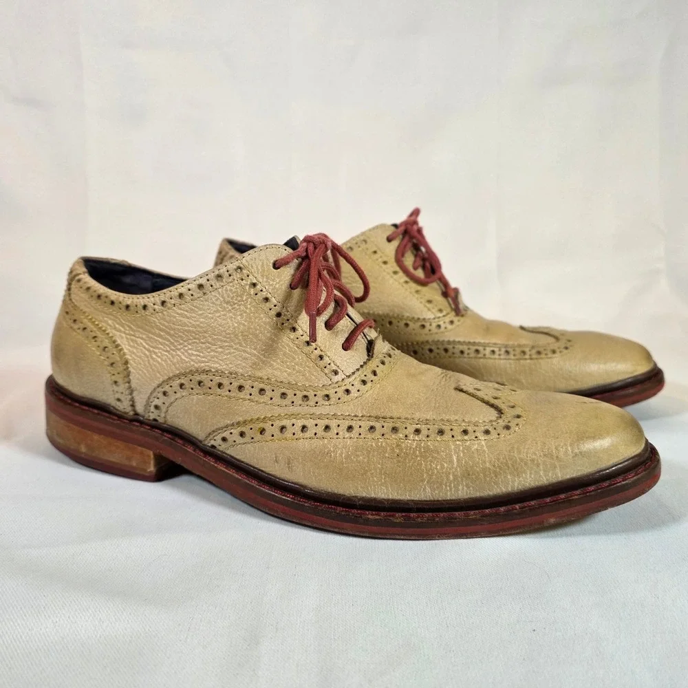 COLE HAAN Men's 10.5M Colton Winter Wingtip‎ Oxford Summer Khaki Leather